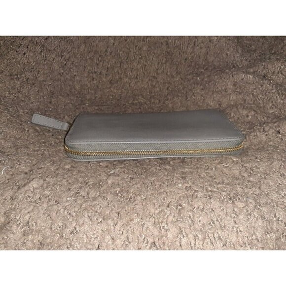 FOSSIL-HEIDI-Wallet Clutch-Gray Pebbled Leather Zip Around-Near Mint - Picture 2 of 7